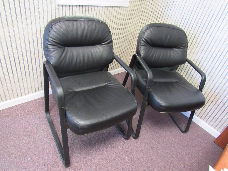 lot 2005 image: Pair Of Matching Faux Leather Waiting Room Chairs