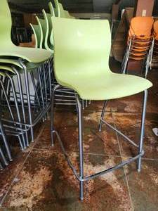 lot 47296 image: Lot of 4 ERG International Green Bar Height Chairs