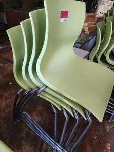lot 47297 image: Lot of 4 ERG International Green Bar Height Chairs