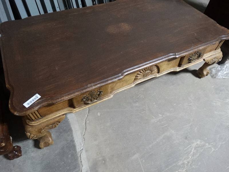 lot 474 image: claw foot coffee table w 1 end table