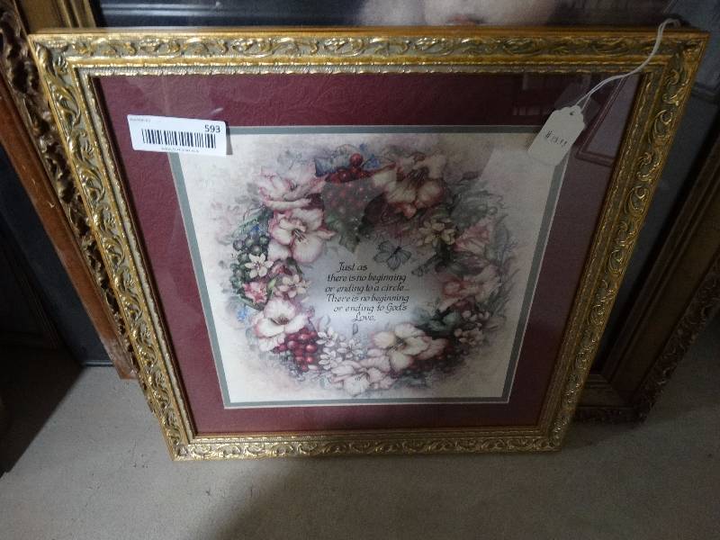 lot 593 image: lot of 10 pieces of framed artwork