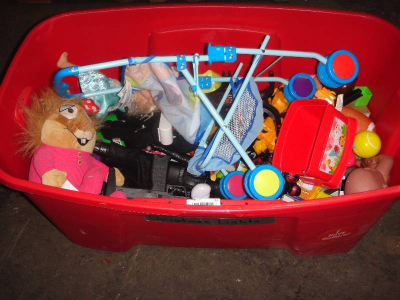lot 77 image: Large Tote of Toys