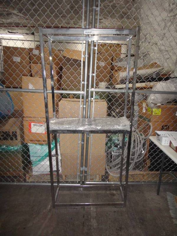 lot 101 image: Metal Shelf with Glass Shelfs