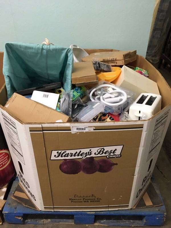 lot 1213 image: Gaylord with Large Quantity of Swap and Shop Random Items Gaylord not included bring your own bags or totes