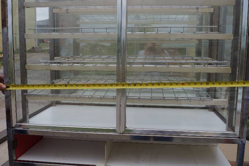 lot 4006 image: Donut  Pastry Case - Double Glass Doors, stainless racks and storage areas on each side