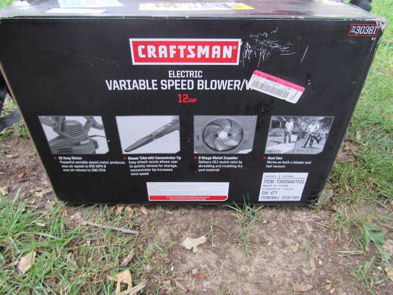 lot 7695 image: Craftsman Electric Blower - NEW IN BOX - 12 Amp #130056401532