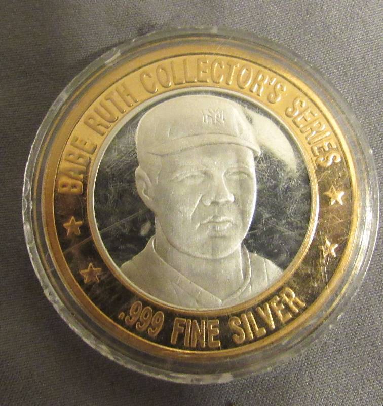 lot 7705 image: Lot of 1 - 1 oz. Pure Silver Coins .999 - Babe Ruth Series