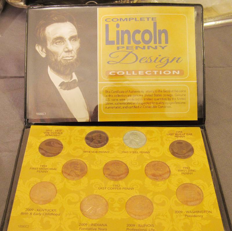 lot 7711 image: Complete Lincoln Penny Design Collection - w certificate of authenticity