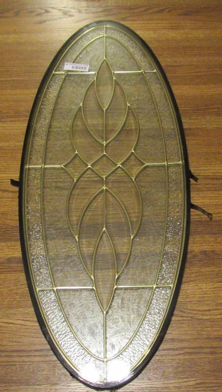 lot 7743 image: Lead Glass Window - Large, Oval - 16 wide X 40 tall - beautiful