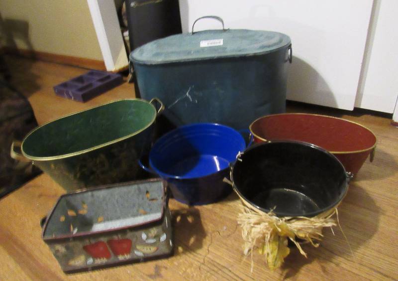 lot 7793 image: Assortment of Decorative Buckets and Pails - 6 various sizes