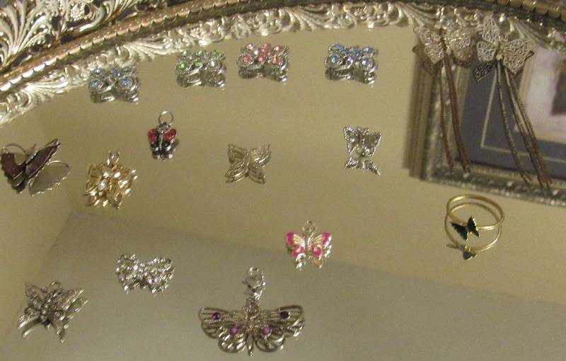 lot 7817 image: Assortment of Butterfly Jewelry - Earrings, Necklaces Pendants and a ring