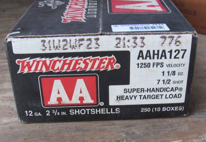 lot 7834 image: Big Box of Ammunition - 250 Winchester 12 Gauge 2-34 Shotgun Shells (boxed in 10 smaller boxes)