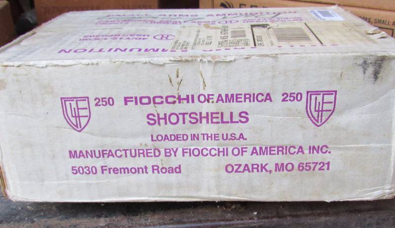 lot 7836 image: FIOCCHI Of America - QTY 250 - 12 Gauge Shot Gun Shells 2-34 in - Stop by the preview to check this lot out