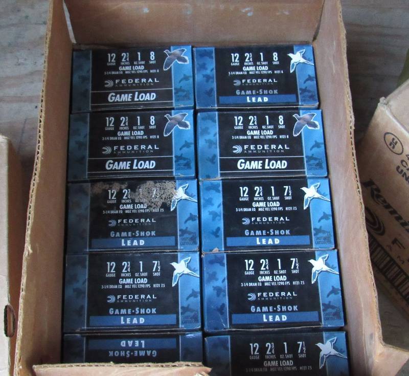 lot 7837 image: Federal Ammunition - QTY 250 - 12 Gauge - 2-34 shot gun sells - Size 8 - GAME LOAD