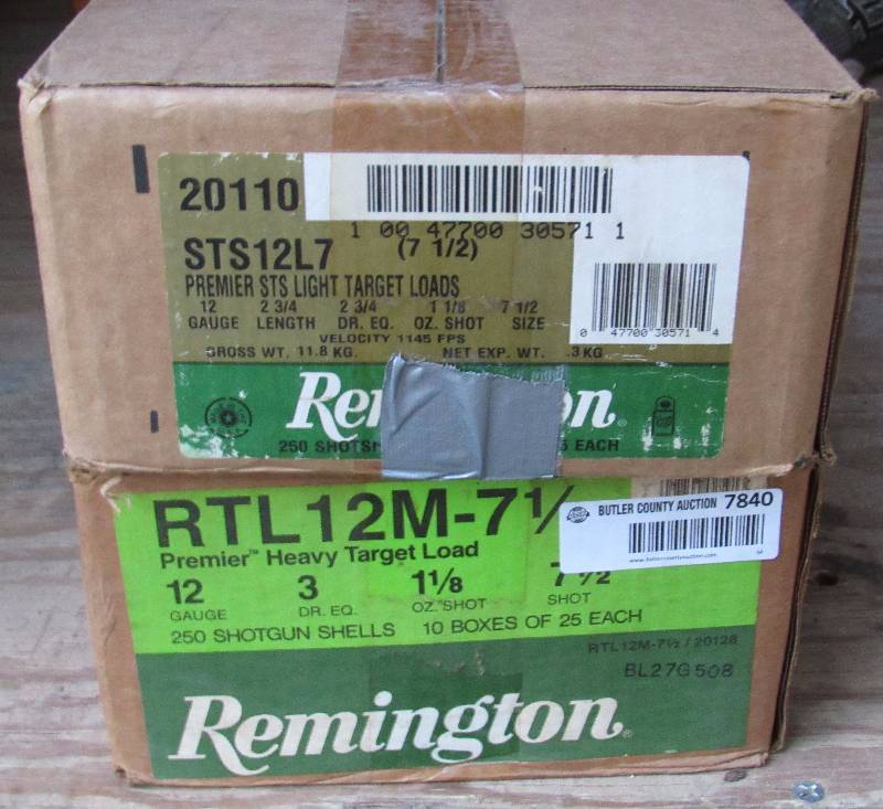 lot 7840 image: Lot of 2 boxes - Shot Shells Remington - 12 Gauge - 3 (qty 250) & 2-34 (qty 250) - all size 7-12 - see photo for details