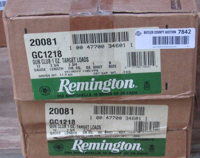 lot 7842 image: Lot of 2 boxes - Remington - QTY 500 - Shot Shells - 20 boxes of 25 each. - 12 gauge 2-34 - Size 8