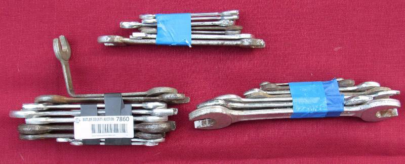 lot 7860 image: 3 bundles of open end box wrenches