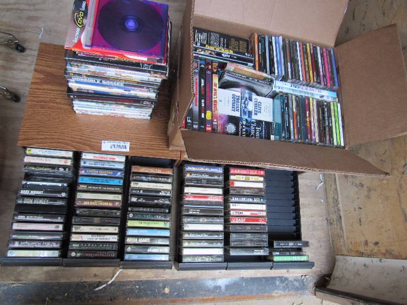 lot 7870 image: Lot of Music CDs  Tapes and DVD Movies - Various Artists  Titles - See photos for details