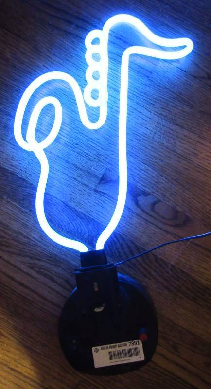 lot 7891 image: Neon Sign Light - Saxophone - Blue