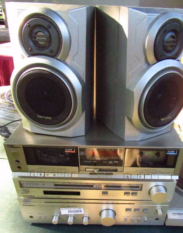 lot 7927 image: Curtis Mathis Stereo System - Included Stereo, Dual Tape Deck, Amplifier and Turntable