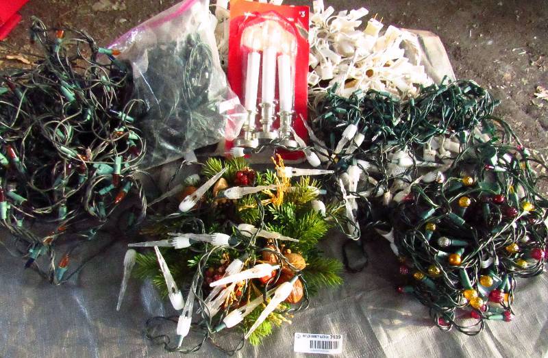 lot 7939 image: Christmas in July Lot of Christmas, Lights Icicles and snowflakes - X-Mas Dcor