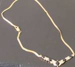 Necklace with 5 blue marquee stones and diamonds 10K Yellow Gold 2.98 grams - (chain needs repaired)