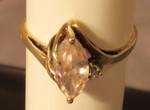 Ladies Fashion Ring - 10K Gold with Marquee Pink Ice Stone - size 8 - 2.04 grams