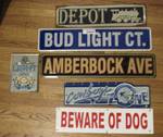 Lot of 6 signs/street name signs - Dallas Cowboys - Bud Light, Beware of Dog, Amerbock Ave and more!