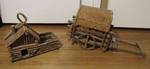 Wood / Stick Décor - Wood Log Cabin and Wood Log Wagon - neat styles!