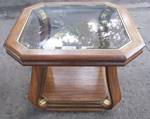 Wood and Beveled Glass Top Coffee Table - Square w/ shelf below