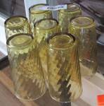 Set of 7 Yellow Glass Drinking Glasses