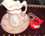 Antique Water Pitcher & Basin & Red Pitcher
