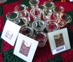 Lot of approx 18 candle holders and 3 picture -ready Glass Coasters!