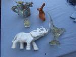 Lot of Glass and porcelain figurines - Elephant, Bird, Dragon and more!