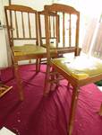 3 vintage LEG-O-MATIC - wood folding chairs - neat style - see photos
