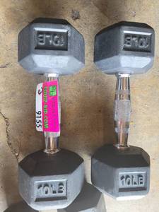 lot 9155 image: Pair of Power Systems Rubber Coated 10lb Dumbbells