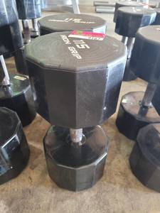 lot 9167 image: Pair of Iron Grip Rubber Coated 115lb Dumbbells