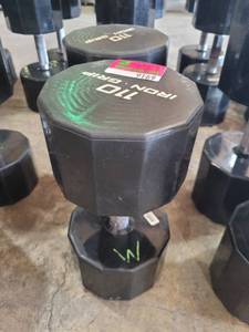 lot 9169 image: Pair of Iron Grip Rubber Coated 110lb Dumbbells