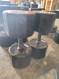 lot 9172 image: Pair of Iron Grip Rubber Coated 120lb Dumbbells