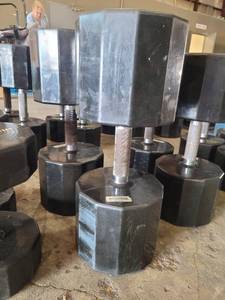 lot 9175 image: Pair of Iron Grip Rubber Coated 150lb Dumbbells