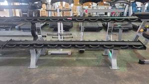 lot 9251 image: 2-Tier Metal Hammer Strength Barbell Rack