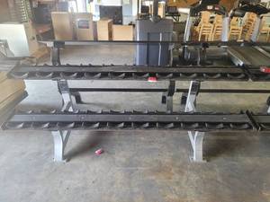 lot 9253 image: 2-Tier Metal Hammer Strength Barbell Rack