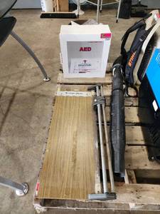 lot 22609 image: AED Defibrillator Cabinet and a Commercial Beseler Rota-trim Paper Cutter