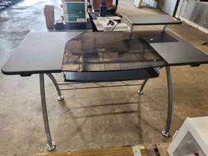 lot 22610 image: Metal, Formica, and Glass Desk