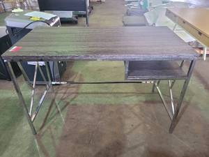 lot 22696 image: Gray Modern Style Desk W Metal Frame