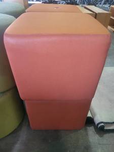 lot 22710 image: Lot of 2 Square Orange Ottomans