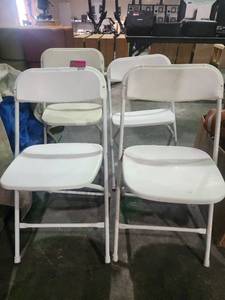 lot 22733 image: Lot of 4 White Folding Chairs