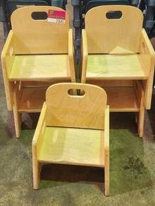 lot 22645 image: Lot of 5 Stackable Wooden Toddler Chairs