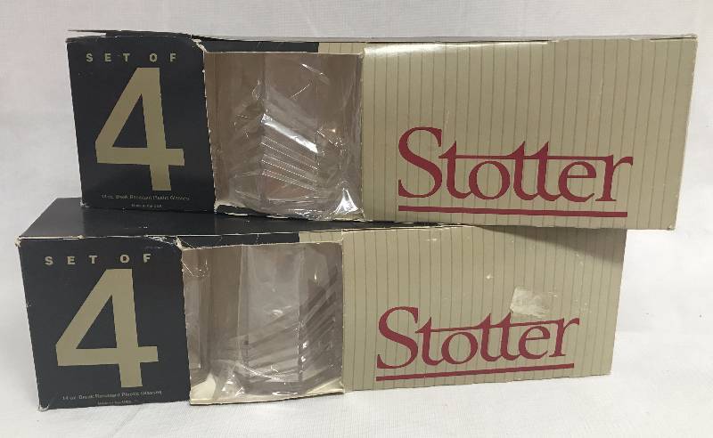 lot 9139 image: Lot of 2 packages of Stotter Bar Glasses - Unique Plastic Design - NEW IN BOX