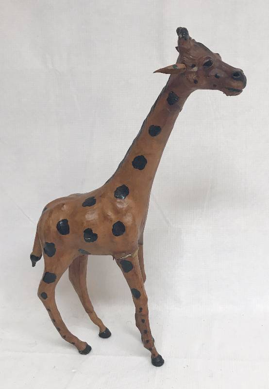 lot 9171 image: OLD Leather Giraffe Sculpture